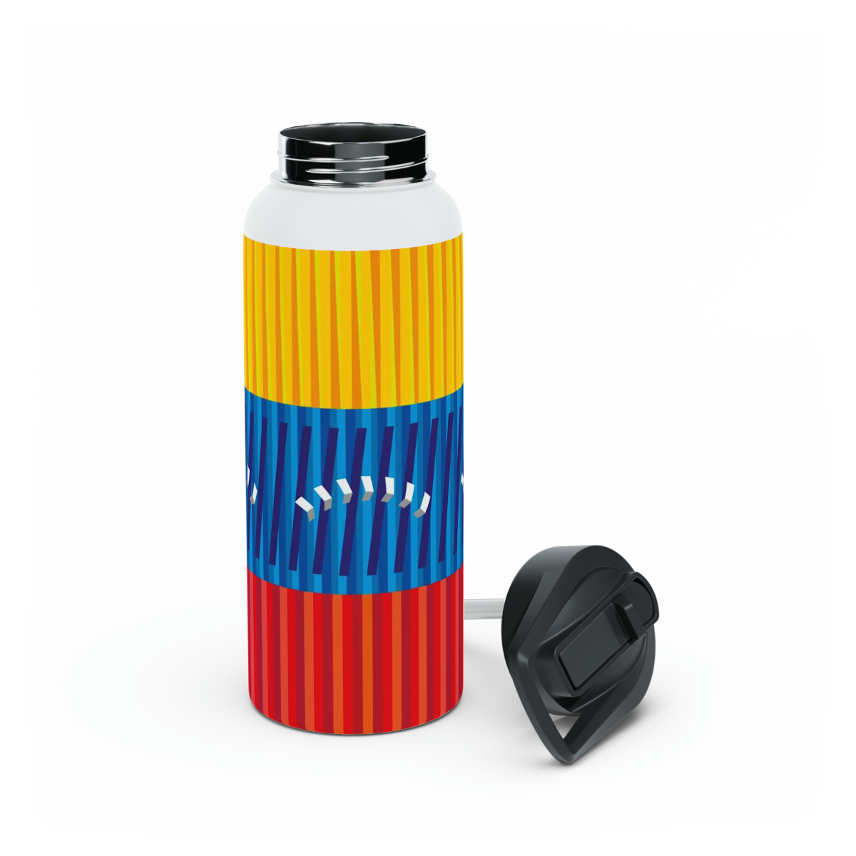Venezuela Stainless Steel Water Bottle 32 oz on gym 32 oz open