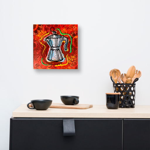 Coffee Greka in RED Canvas by Carlos Apitz Pop Art decoration